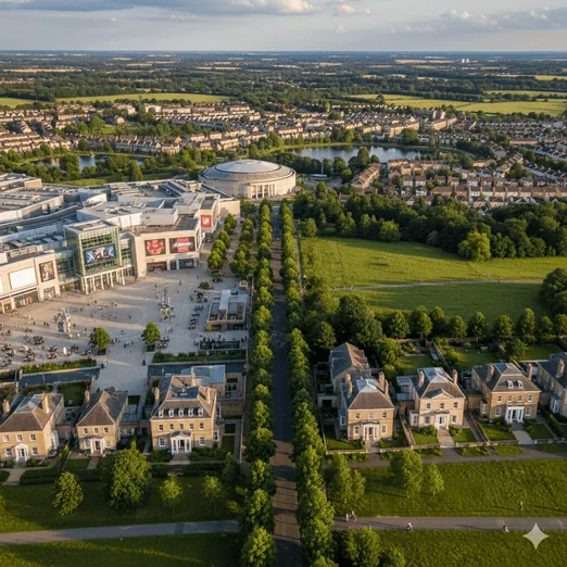 Milton Keynes town with stately homes countryside walks and shopping entertainment