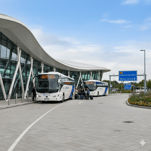 Milton Keynes Coachway bus stop with regular services to Luton Airport