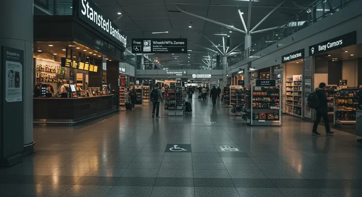 Stansted Airport wheelchair accessible with efficient check-in cafes restaurants and Duty-Free